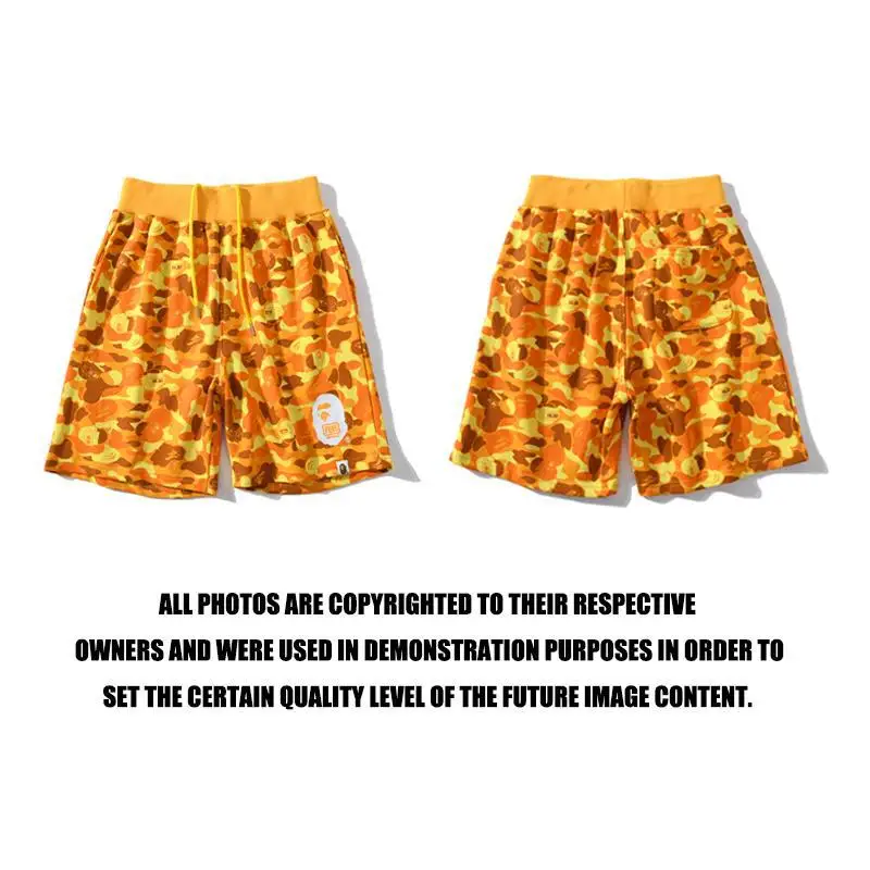 

BAPE Shark Shorts Orange Camouflage Eat Chicken The Same Style Beach Sweatpants Casual Pants 100% Cotton High Quality Pants