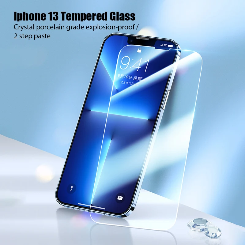 4Pcs Tempered Glass For iPhone 14 13 12 11 Pro Max Screen Protector for iPhone 13Mini 12Mini 14 Pro X XS XR 7 8 Plus 5 SE Glass