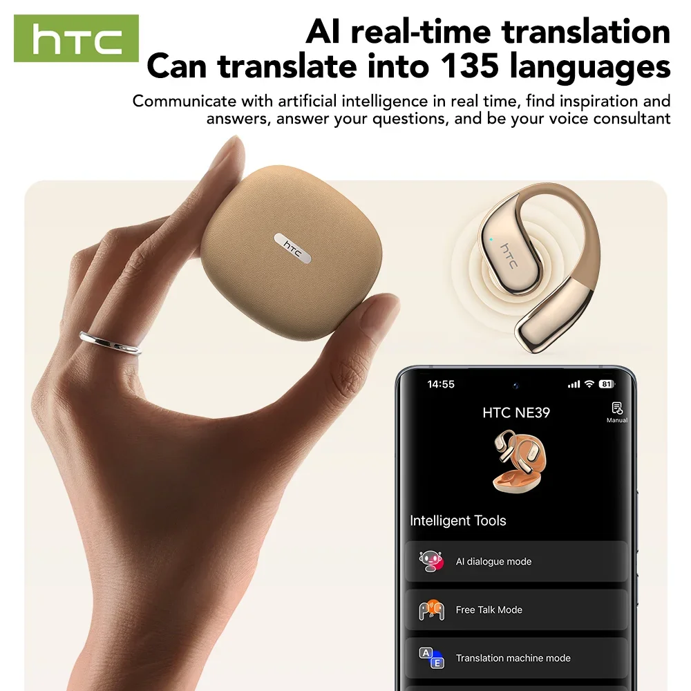 Фото HTC NE39 Bluetooth-наушники AI-переводчики OWS Спортивные беспроводные наушники Удобные ушные крючки Сверхдлительное время автономной работы №5