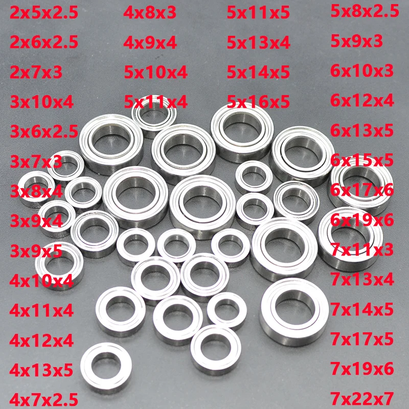 10pcs Small Bearings Inner Diameter 2mm 3mm 4mm 5mm 6mm 7mm 8mm 9mm 10mm 3x7x3 5x10x4 5x11x4 8x22x7 10x15x4 mm Miniature Bearing