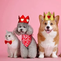 new valentines day dog love crown saliva towel pet decoration set dress up valentines day