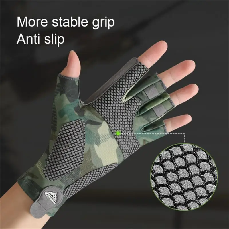 

Fishing Gloves Half Finger Anti-slip Breathable High Elastic Men Cycling Gloves Ice Silk Quick-release Fishing Gloves