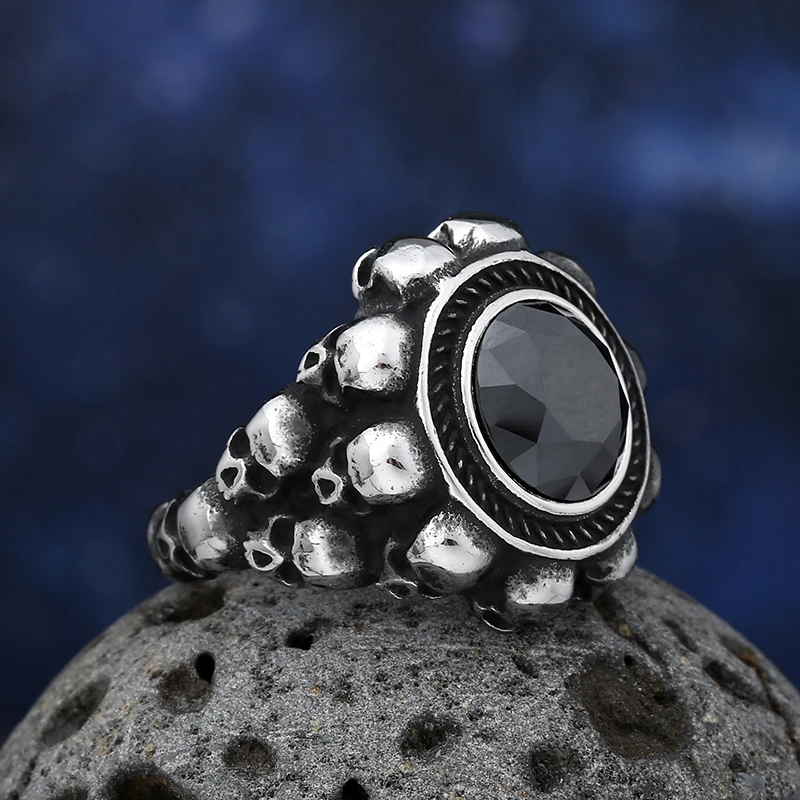 Крутое панк-властное кольцо из нержавеющей стали 316L с тяжелым сахарным черепом