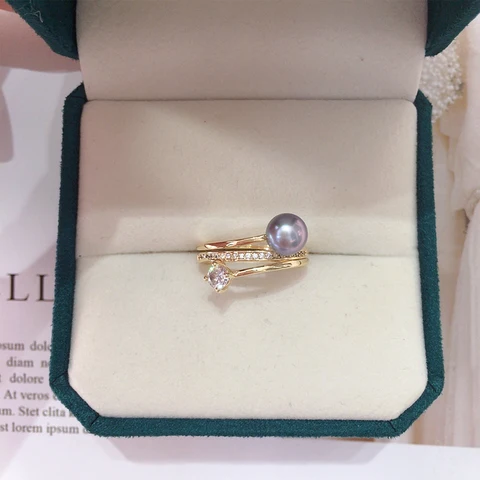 ZHBORUINI кольцо на указательный палец 100% натуральный пресноводный жемчуг 18K позолоченное женское ювелирное изделие многослойное кольцо оптовая продажа