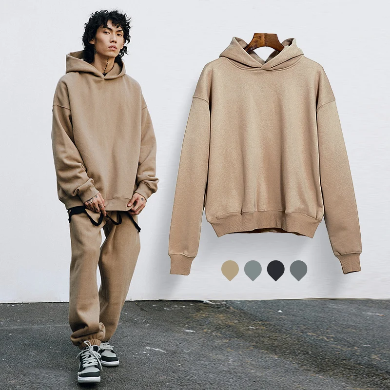 

Casual Loose Solid Color Hoodie Men Fleece Thickening Pullovers Sweatshirts Women High Quality Inside Velvet Oversize Streetwear