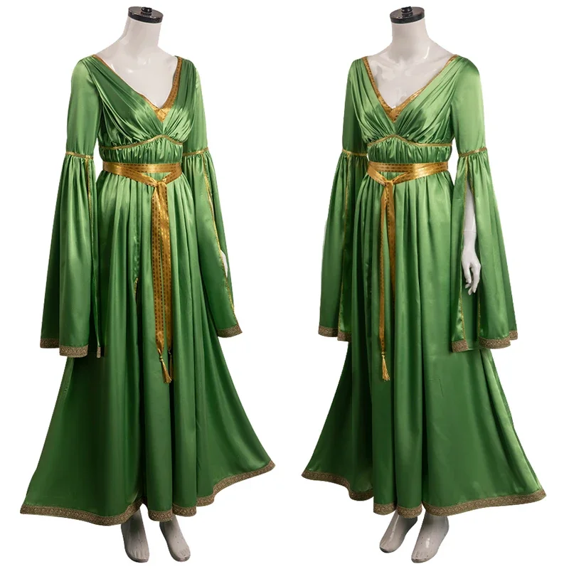 Лея Косплей Зеленое свадебное платье Костюм Фильм Космическая битва Одежда
