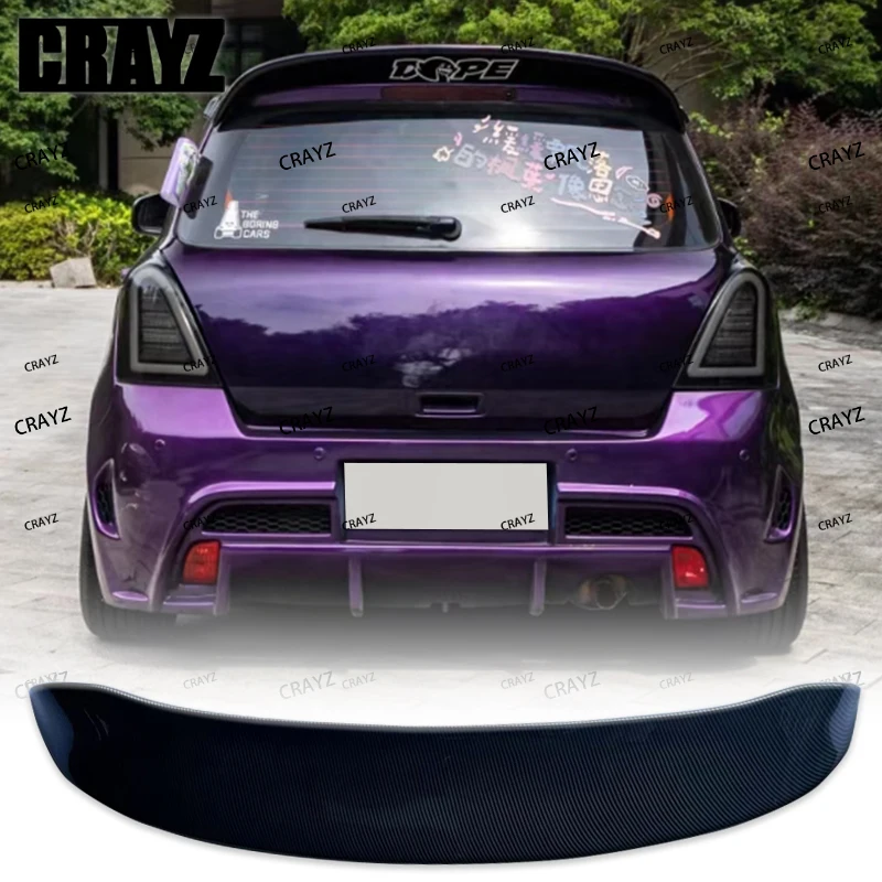 Фото Задний спойлер на крышу из углеродного волокна, подходит для Suzuki Swift ZC11 ZC71 ZC31S Mk3 2005 2006 2007 2008 2009 2010, стиль ложки №3