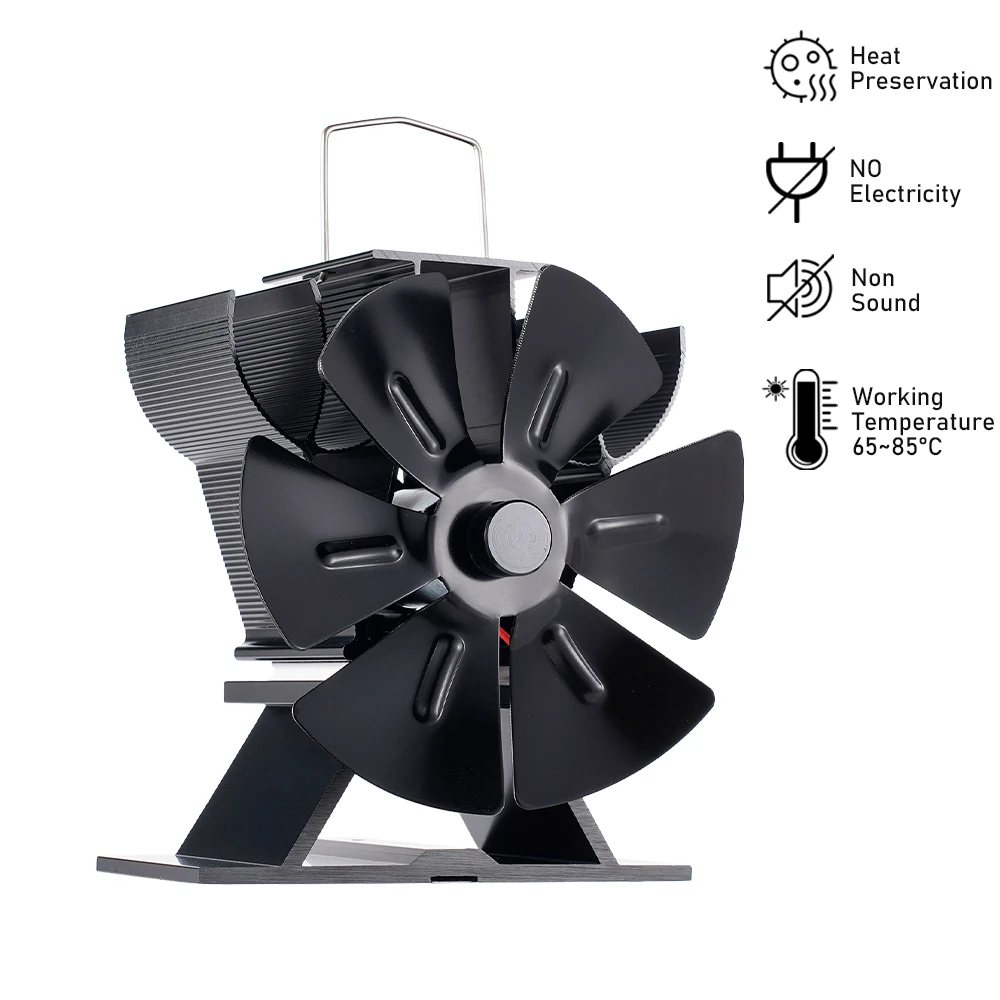 

Mini Fireplace Fan 6 Blade Heat Powered Stove Fan Log Wood Burner Eco-fan Quiet Fireplace Fan Heater Efficient Heat Distribution