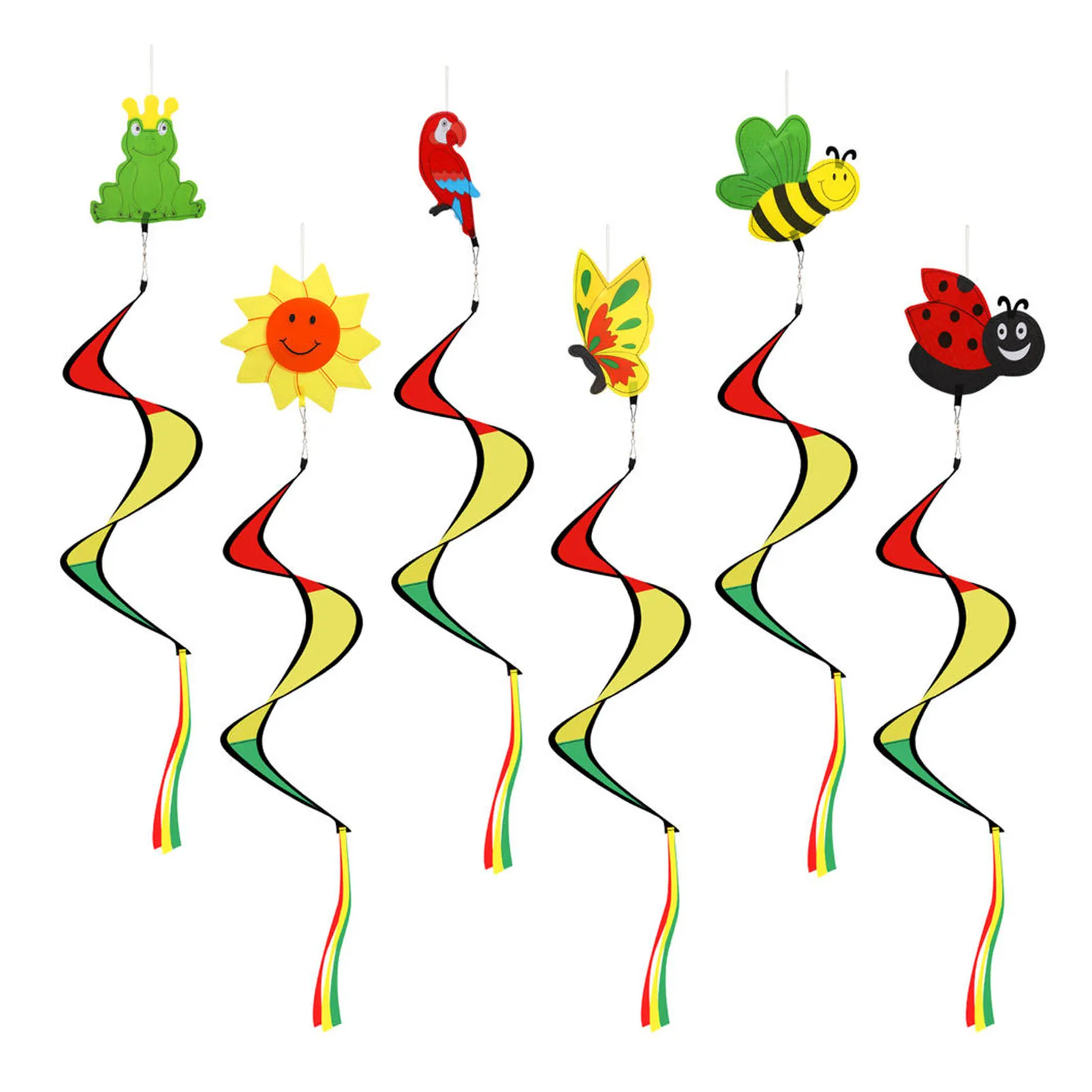 

6pcs Rainbow Wind Spinner Colorful Spiral Wind Spinner Weather-Resistant Curlie Spinner Colorful Hangings Decoration For Yard