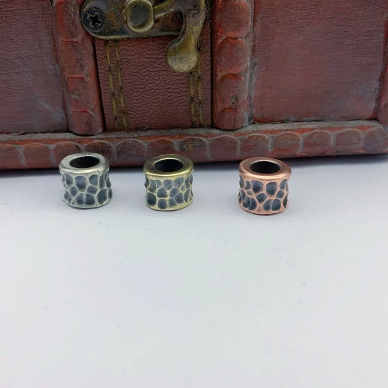 

Earth Surface Crater Brass Knife Beads Jewelry Metal Copper DIY EDC Outdoor Tool Umbrella Rope Hanging Keychain Pendant Lanyard