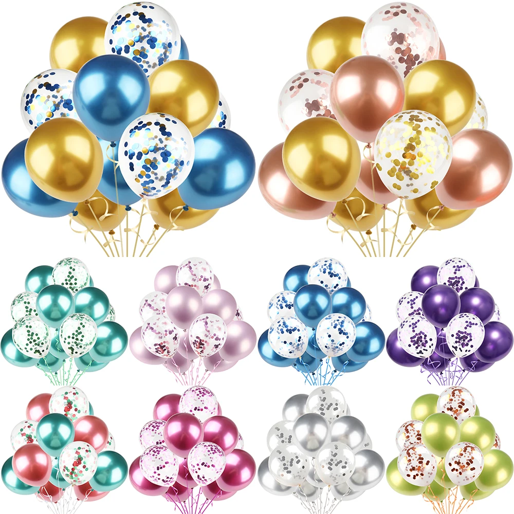 Набор металлических шаров с конфетти 10/12 дюймов