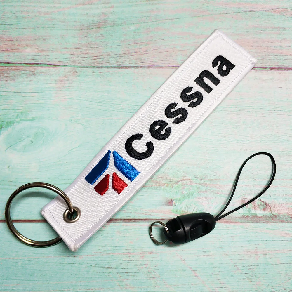

1 PC White Embroidery Cessna Phone Strap for Flight Crew Pilot Keychain Chaveiro llavero Lanyard for ID Card Holder Neckband