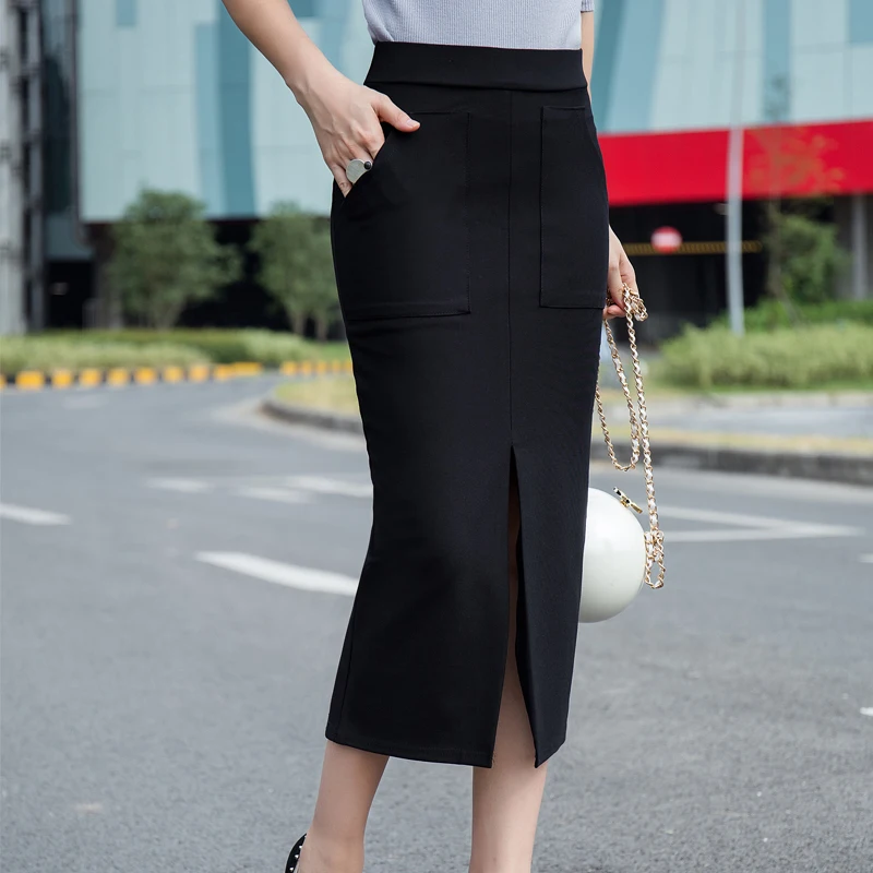 

Office Lady Black Commuter A-line Skirt Female Summer and Autumn New High Waist Professional Skirts OL Workwear Faldas Q250