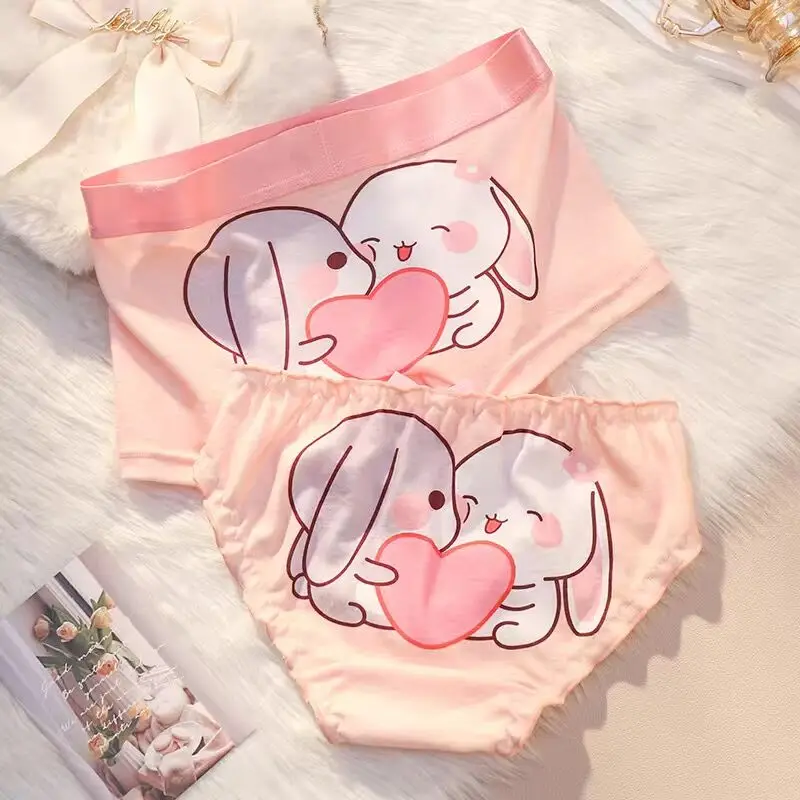 Couple Panties Set Cotton Underwear Men Boxer Shorts Women's Underpants Cute Underwear Lovers Underwear Cozy Lingerie Panty