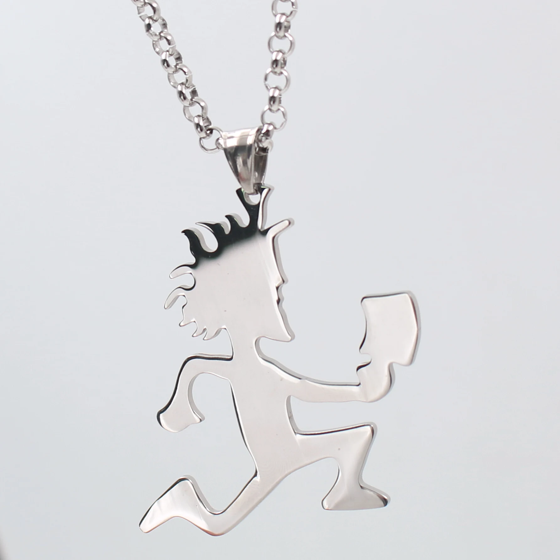 Silver Juggalo Hatchetman Charm Stainless Steel ICP Hatchet Man Pendant Necklace 4mm24'' Chain |