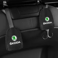 2pcs universal car seat back hook leather portable hanger holder interior accessories for%c2%a0skoda octavia fabia rapid yeti superb