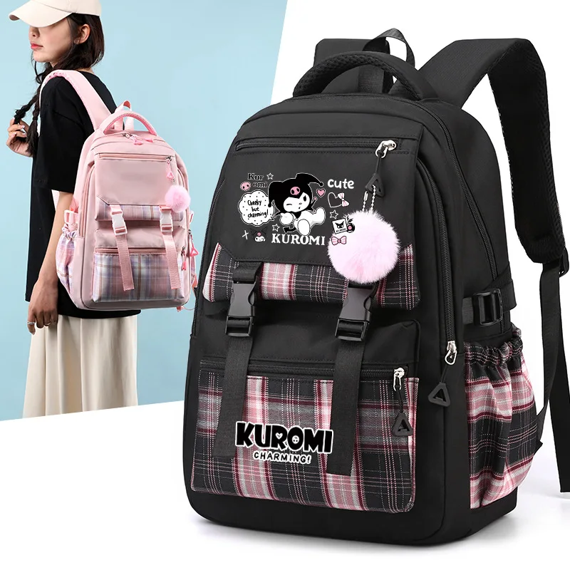 

Kawaii Sanrio Schoolbag Women's Backpack Girl Campus Backpack All-match Junior High School Student High School Kuromi Gifts