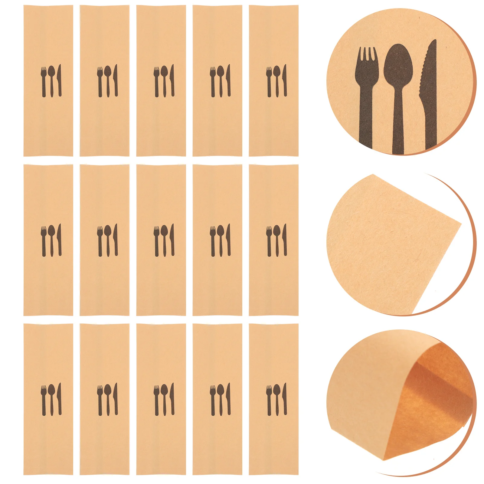 

100 Pcs Bulk Silverware Disposable Cutlery Utensil Holder Bag Wedding Party Paper Kraft Set