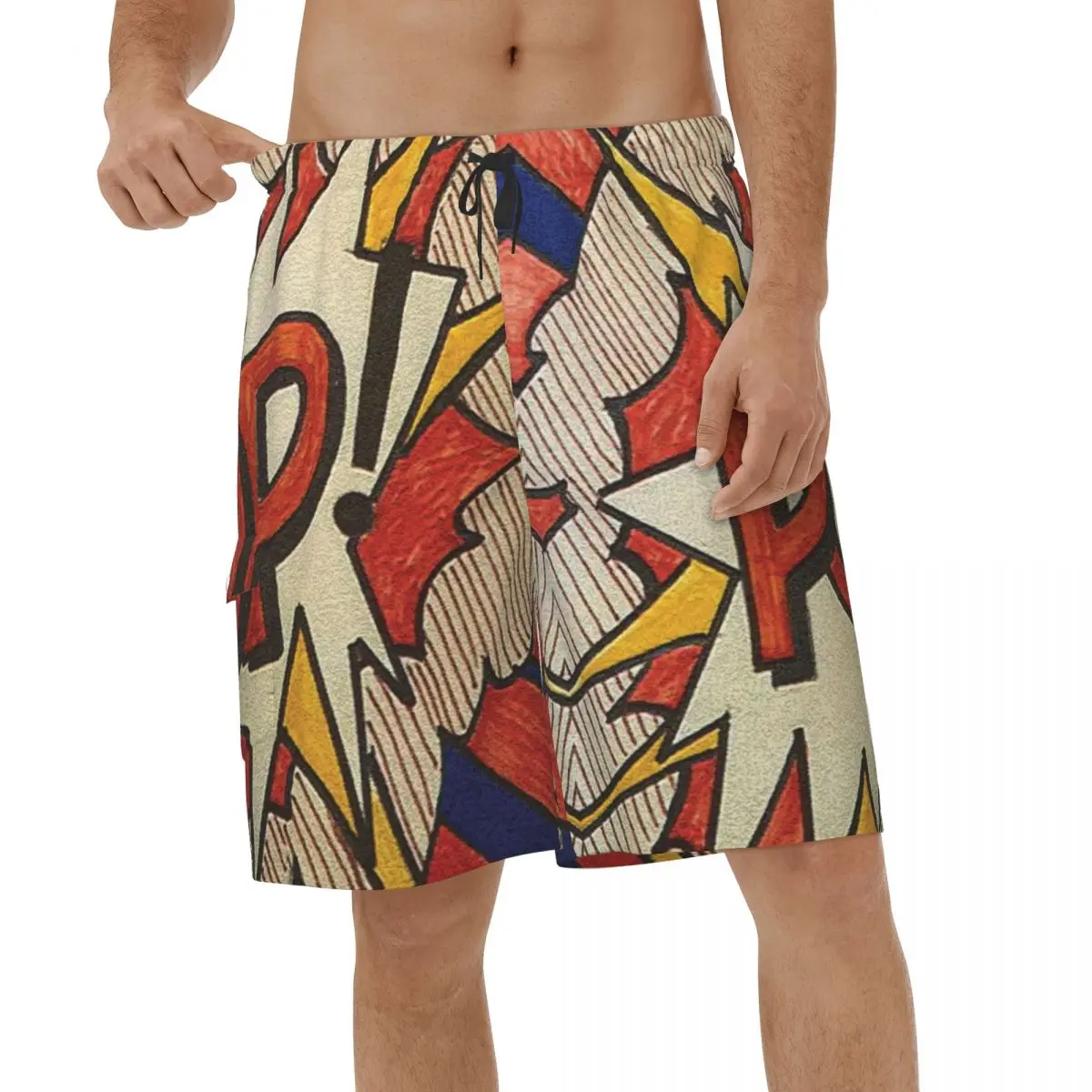

Modern Comic Pop Art Shorts Summer Men's Swimming Shorts Bang Wow Boom Pow Printed Men Beachwear
