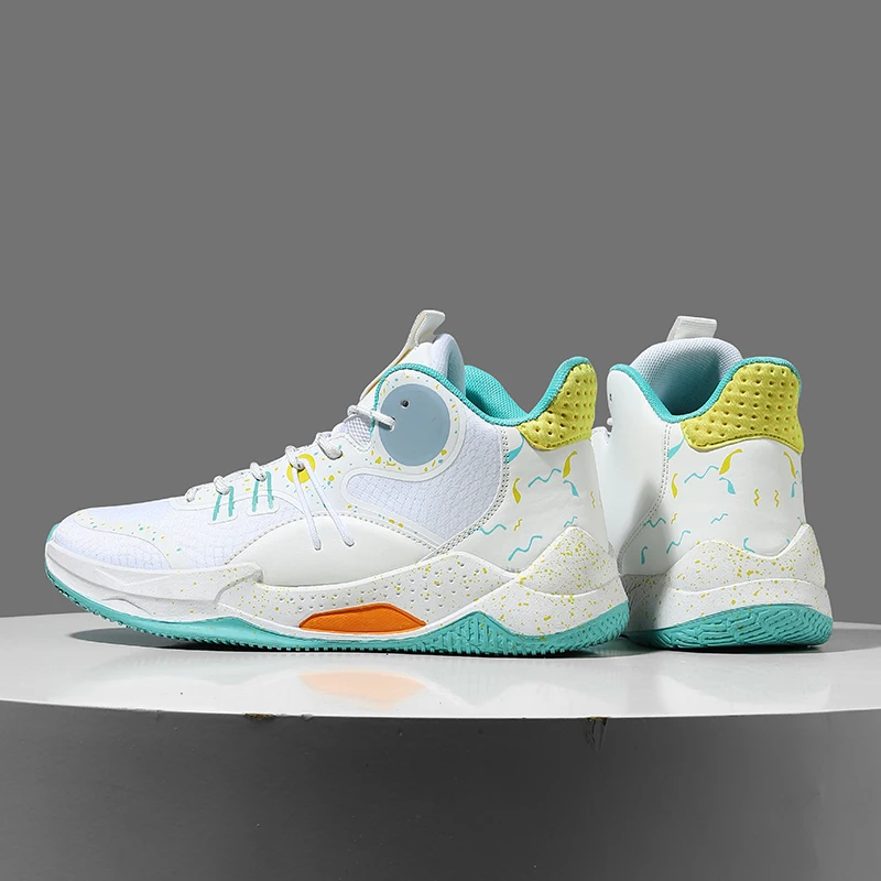 New Men Basketball Shoes Athletic Training High Ankle Basketball Boots Breathable Sports Shoes Men Luminous Basketball Sneakers