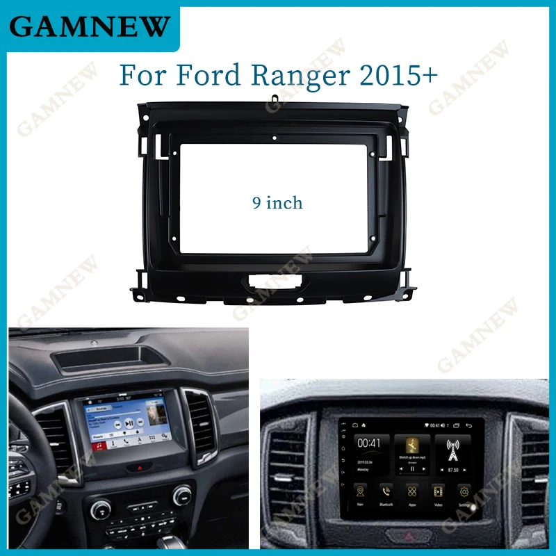 

Car Audio 9" Big Screen DVD Fascia Frame Adapter For Ford Ranger 2015+ 2Din Dash Installation Panel Frame Kit