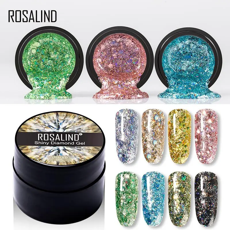 

ROSALIND Flash Diamond Nail Polish 5ML Sequins Nail Polish Cat Eye Gel Semi Permanent Varnish Uv Gel Design Nail Art Nail Polish