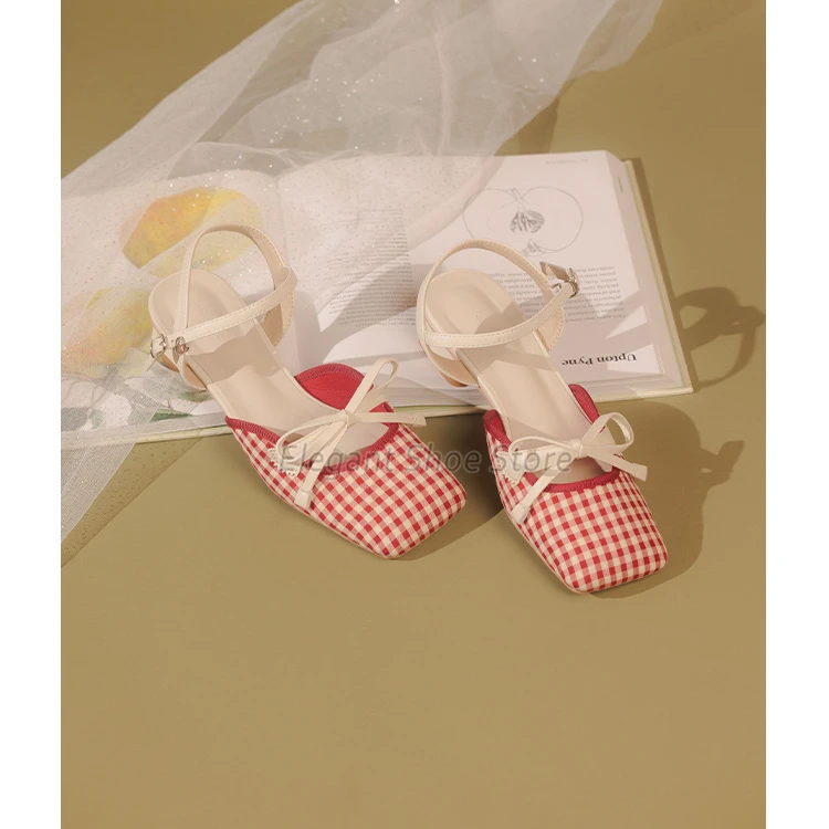 Туфли Мэри Джейн с бантом и квадратным носком винтажные сандалии на толстом