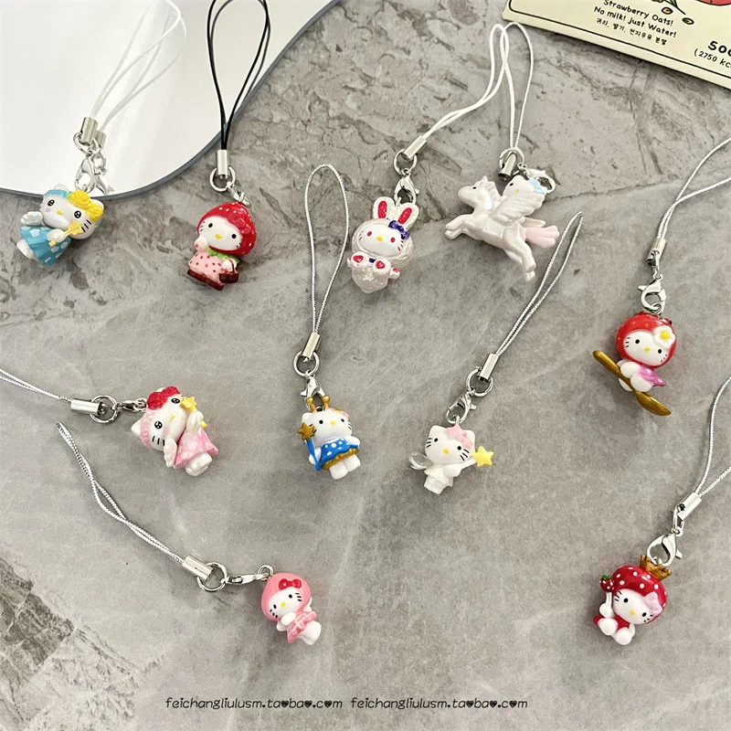 1 Набор подвеска для телефона Hello Kitty Sanrio аниме Kawaii веселая Женская брелок