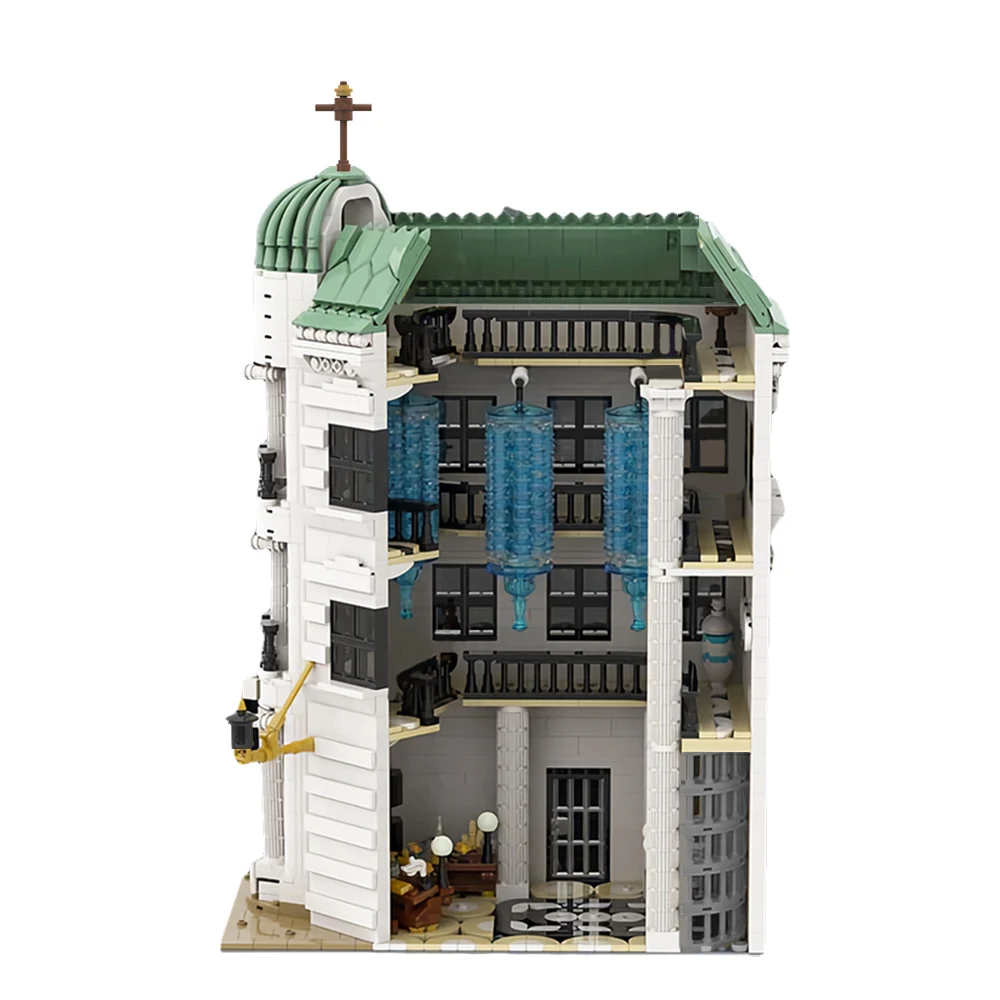 MOC школьные Волшебники-гринготт-из строительных блоков модель MOC-93152 травяного