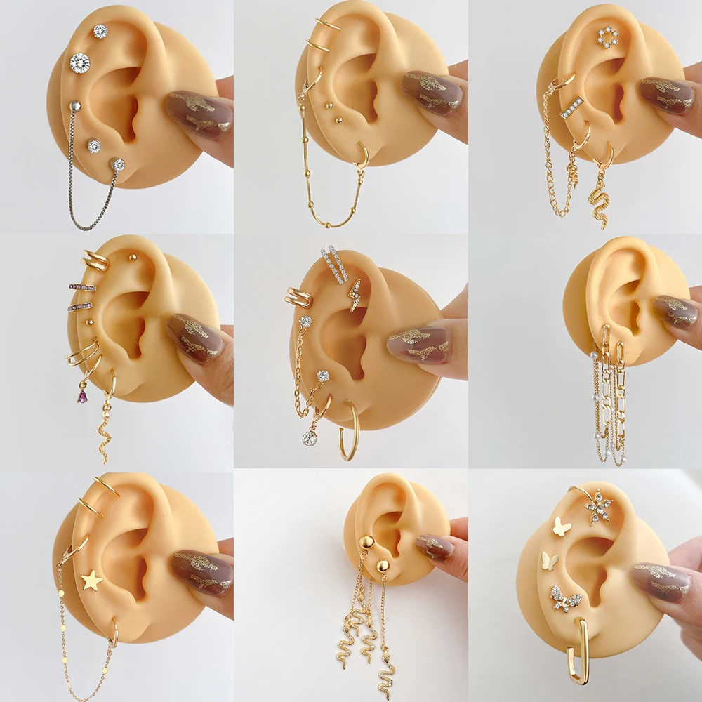 

Trendy Snake Earrings Ear Clips Gold Color Shining Diamond Ear Studs Gift For Women Fake Cartilage Clip Fashion Jewelry