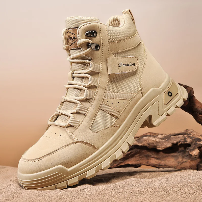 

Fujeak высокие повседневные ботинки, Нескользящие носимые ботильоны, удобная Высококачественная Мужская обувь, Рабочая обувь со шнуровкой