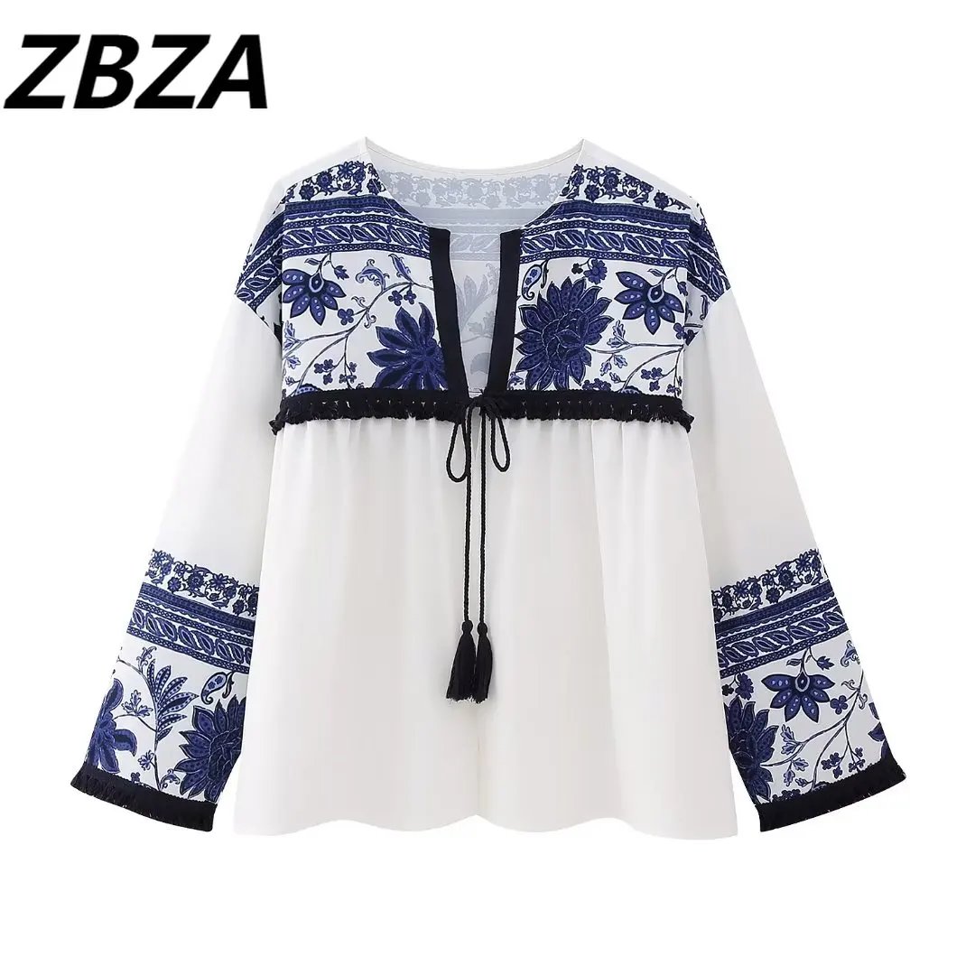 

ZBZA женский 2023 новый модный кардиган Susui с декоративным принтом, пальто, винтажная женская верхняя одежда с длинным рукавом, шикарная верхняя одежда