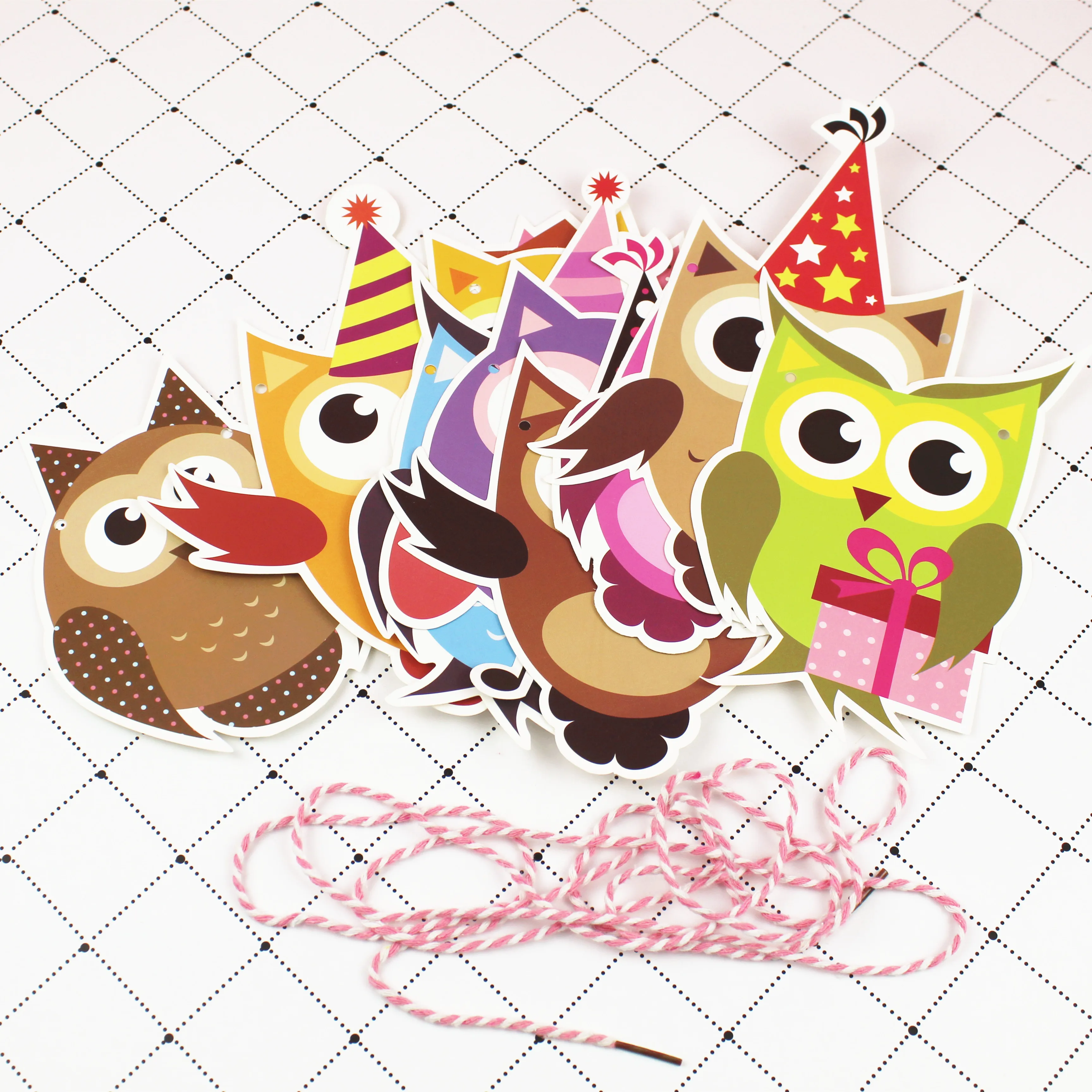 1 Набор С Днем Рождения бумажные флаги в виде совы флажки баннеры буквы гирлянды