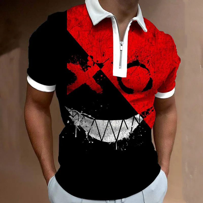 2023Short sleeve polo shirt options new summer choice Smiling face T-shirt 3D printed Streetwear Casual Fashion Men Activewear