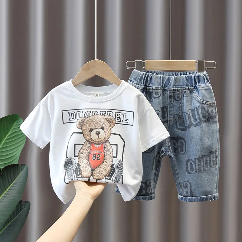 Летние комплекты модной одежды для мальчиков и девочек детские спортивные