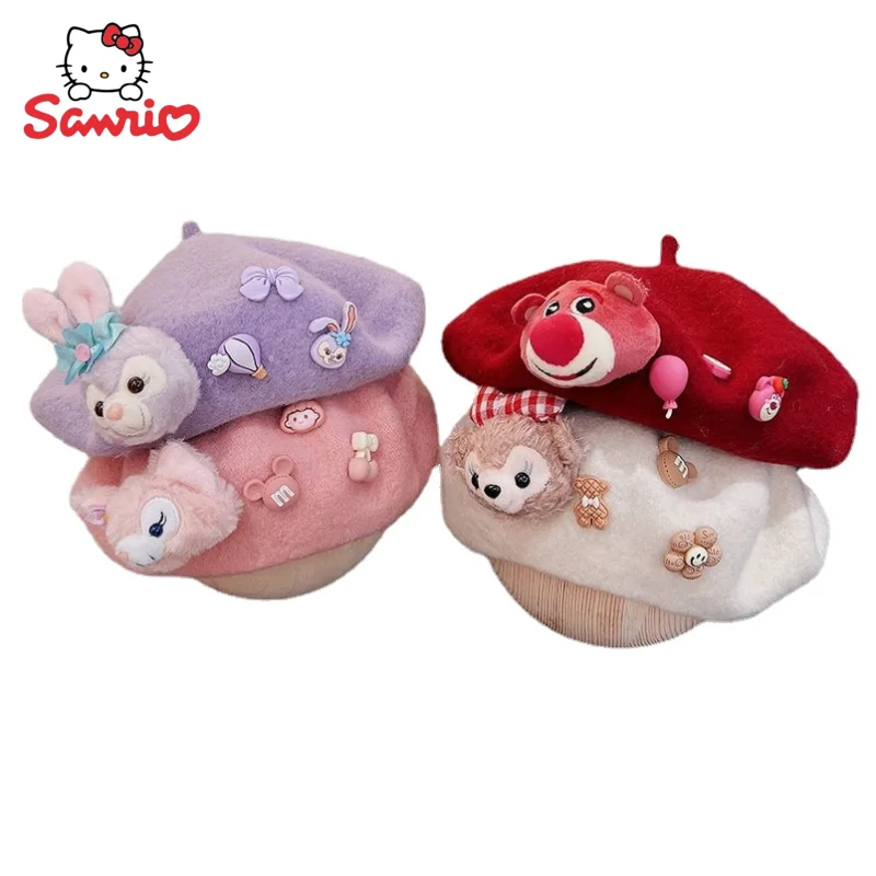 

Disney animation peripheral cartoon kawaii star Delorena Belle cute strawberry bear beret parent-child hat creative wholesale