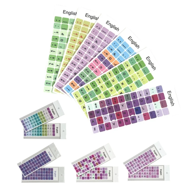 

2PCS English Keyboard Stickers Macaron Color Notebook Keypad for Key Sticker P9JB