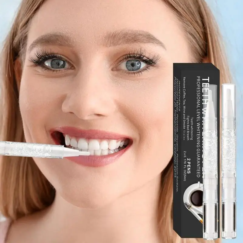 

Teeth Whitening Gel Pen 5mlx2pcs Oral Hygiene Cleaning Tooth Tea Smoke Stain Spot Removal Fresh Breath Dental Care Serum Gel Pen