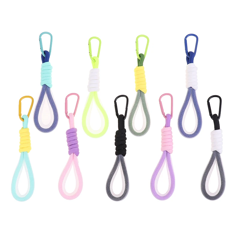 

Fluorescent Color Phone Strap Mesh Lanyard Creative Keychain Bag Pendant Two-color Buckle Braided Belt Cute Keycord Accessories