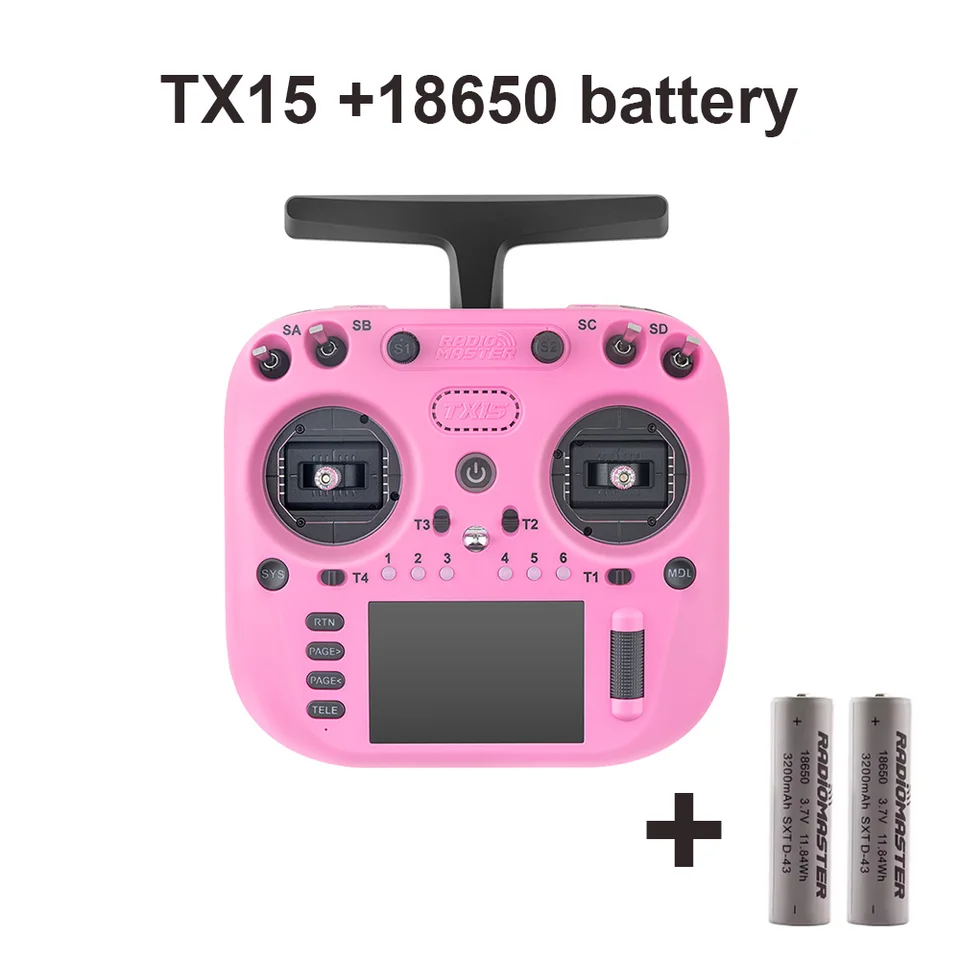 RadioMaster TX15 ELRS Pink + 2x 18650 batteries