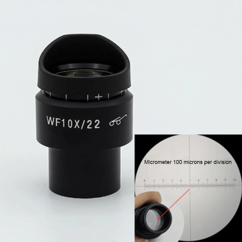 

1PC WF10X Stereo Microscope Eyepiece with Reticle High Eye Point Diopter Adjustable Field of View 22MM Mounting Size 30MM
