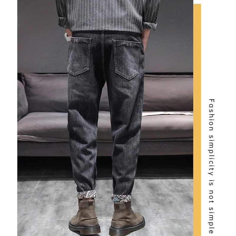 Men Clothing Autumn and Winter New Straight Loose Cylinder Jeans Vintage Chaopai Comfortable Blue High-end Casual Pants Women