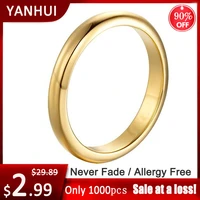 never fade original solid stainless steel gold color gloss rings for women and men simple couple wedding band engagement jewelry