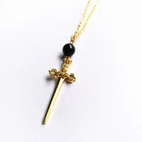 korean temperament long street retro jewelry personality creative hipster electroplating cross sword necklace