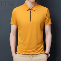 ltbw new spring and summer solid color mens short sleeved polo shirt casual zipper short sleeved top