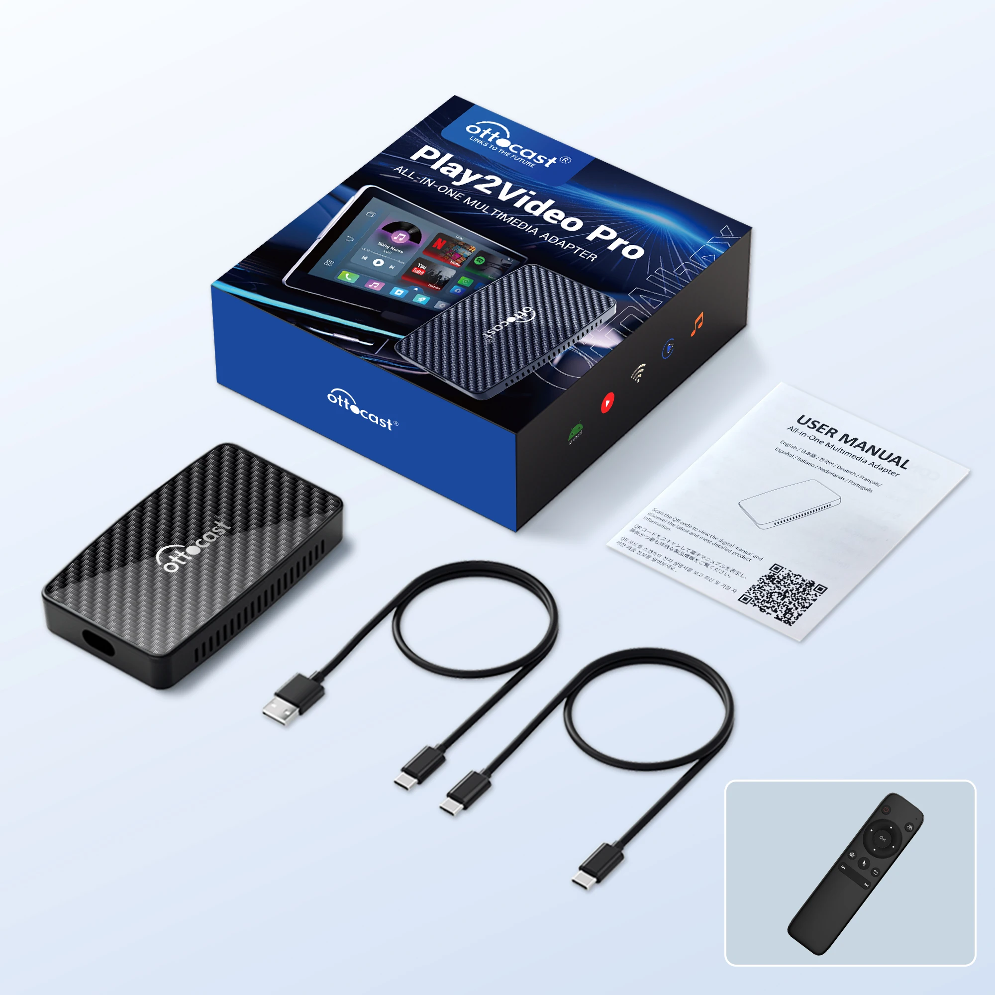 

Ottocast Play2video Pro Автомобильный Android Ai Box Беспроводной адаптер CarPlay Android Auto для приложения Netflix Sigle WiFi Plug And Play