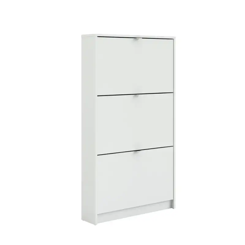 

Collection 3 Drawer Shoe Cabinet in White with foil