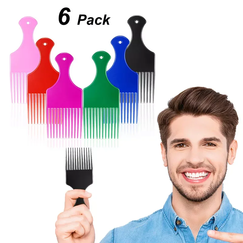 

NEW2023 Wide Teeth Brush Pick Comb Fork Hairbrush Insert Hair Pick Plastic Gear Comb For Curly Afro Hair Styling Tools Women&amp