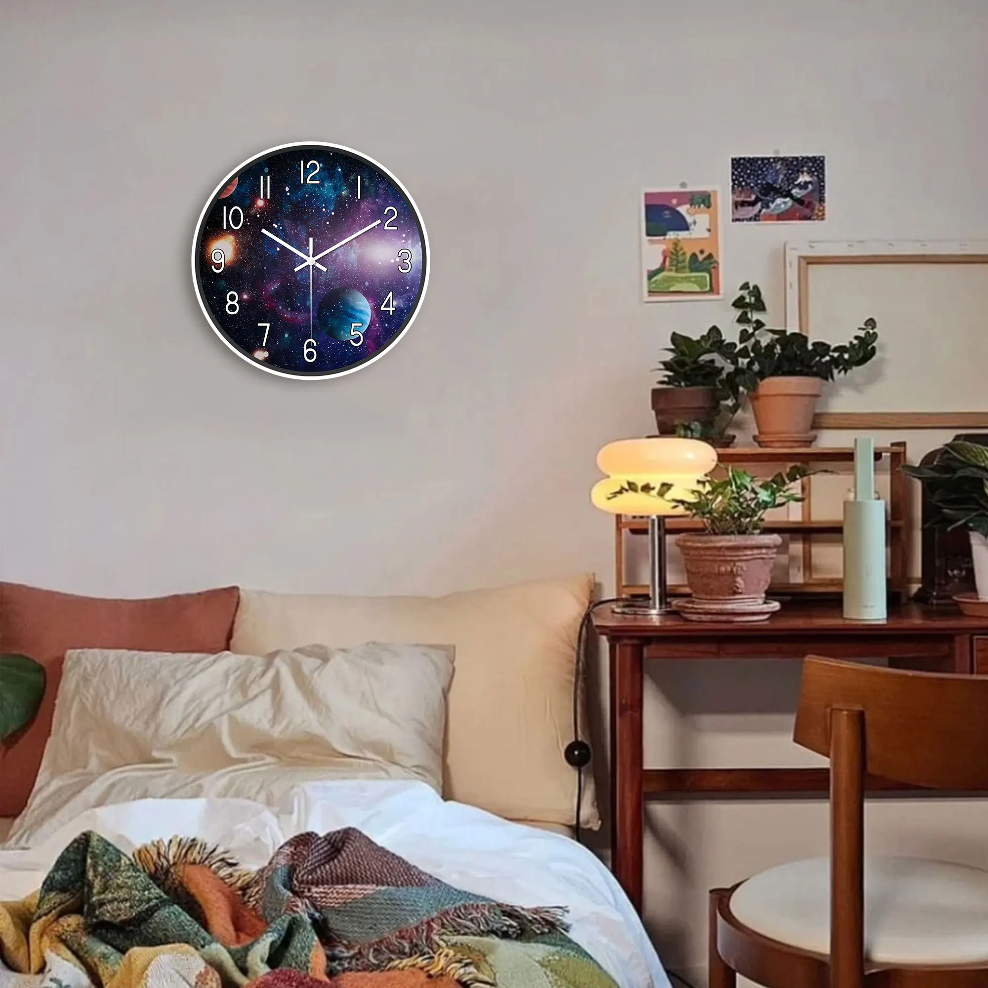 Galaxy Солнечная Система Планет Круглые Пластиковые Настенные Часы На Батарейках