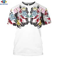 sonspee 3d print mens womens simple t shirt symmetrical painting colorful flowers koi auspicious cloud art ink painting tshirt